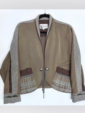 Kd Spring Women's Brown Multi Print Light Jacket Size-S